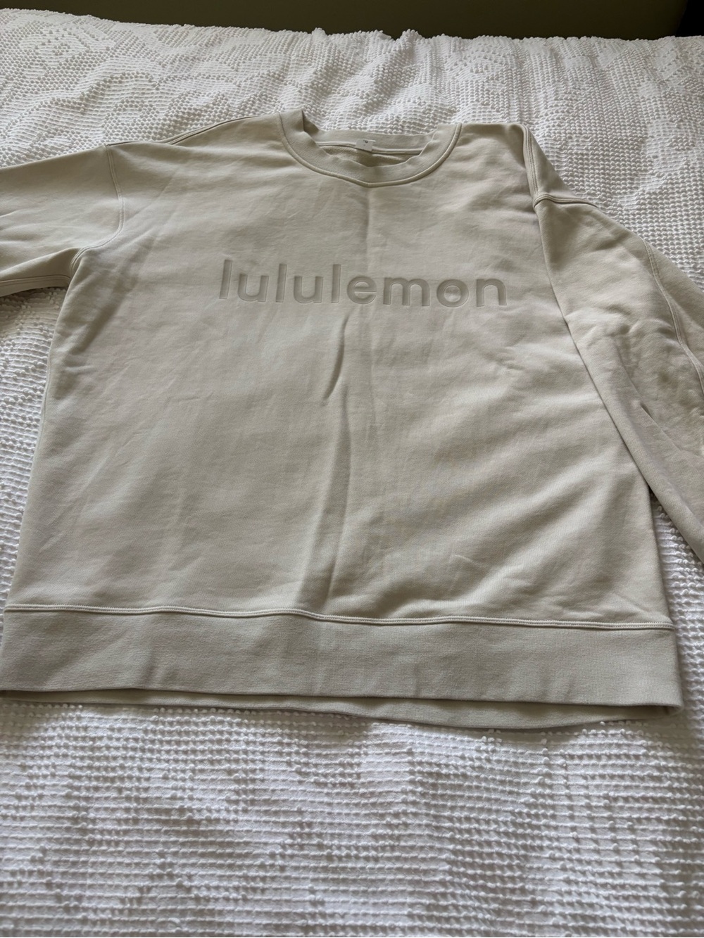 Lululemon Perfectly Oversized Crew Wordmark Bone Size 8
